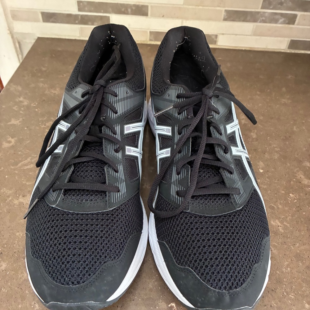 Asics Gel Contend 5 Black Silver Running Shoes Amplifoam Soles Comfort Mens 14 - Picture 2 of 5